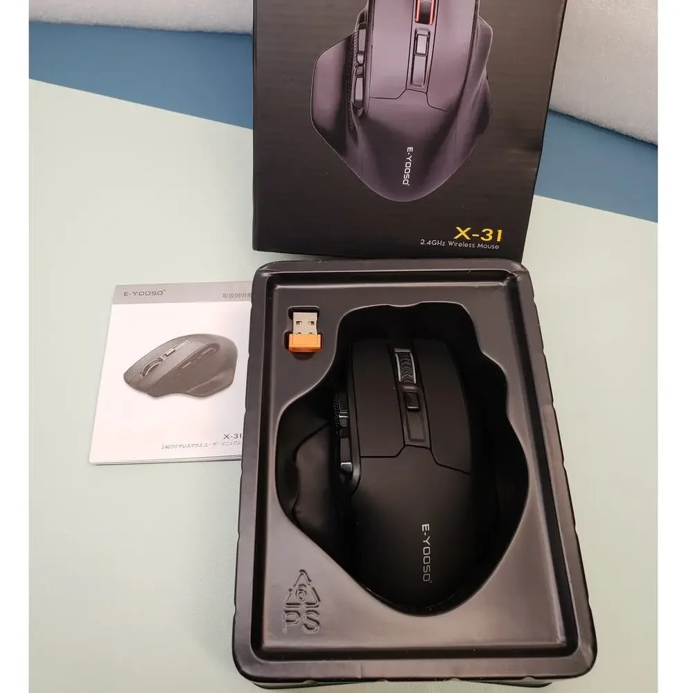 E-YOOSO X-31 Ergonomic Large Wireless Mouse – 4800 DPI, 6-Button Design (Black)